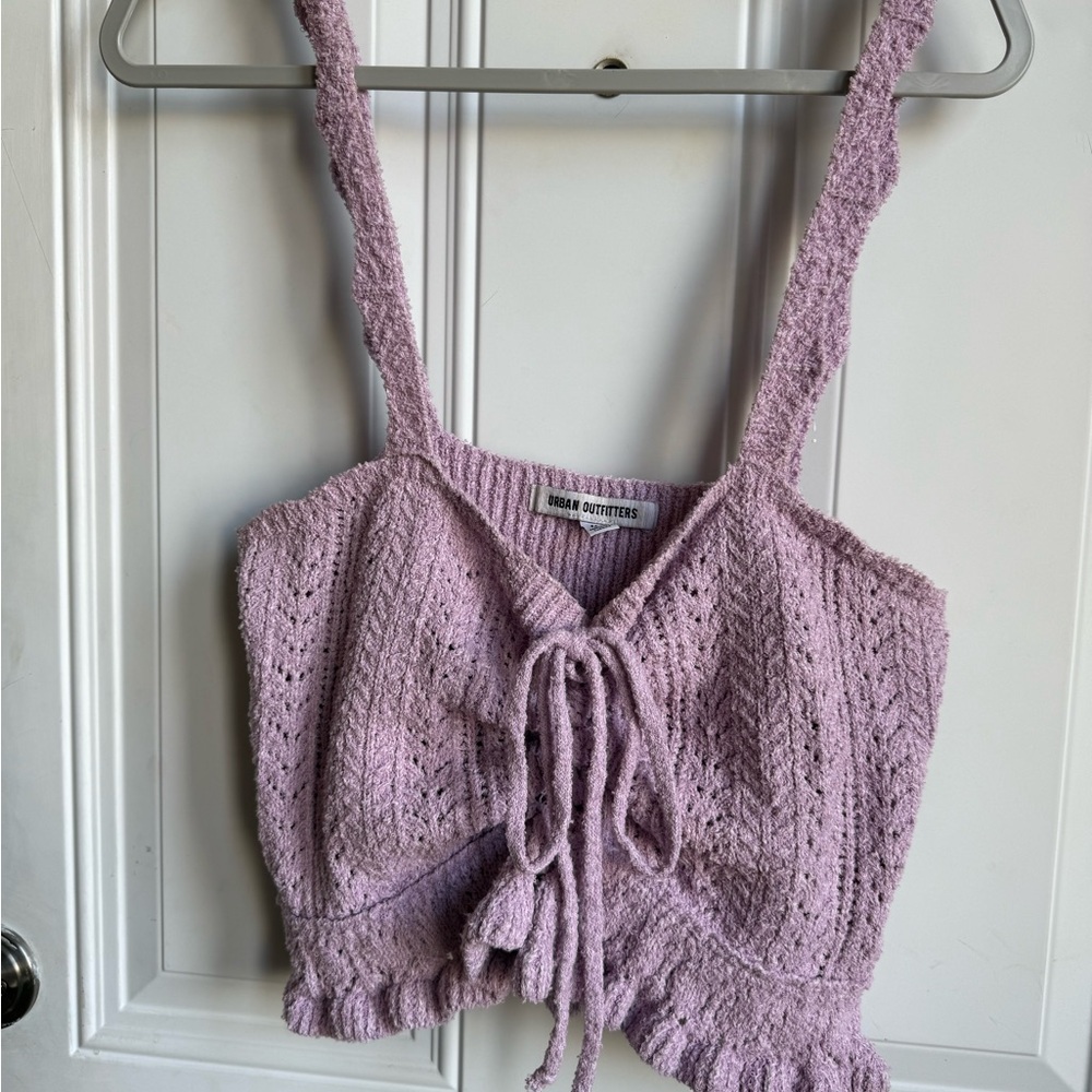 Urban Outfitters Lilac Tie-Front Crop Top